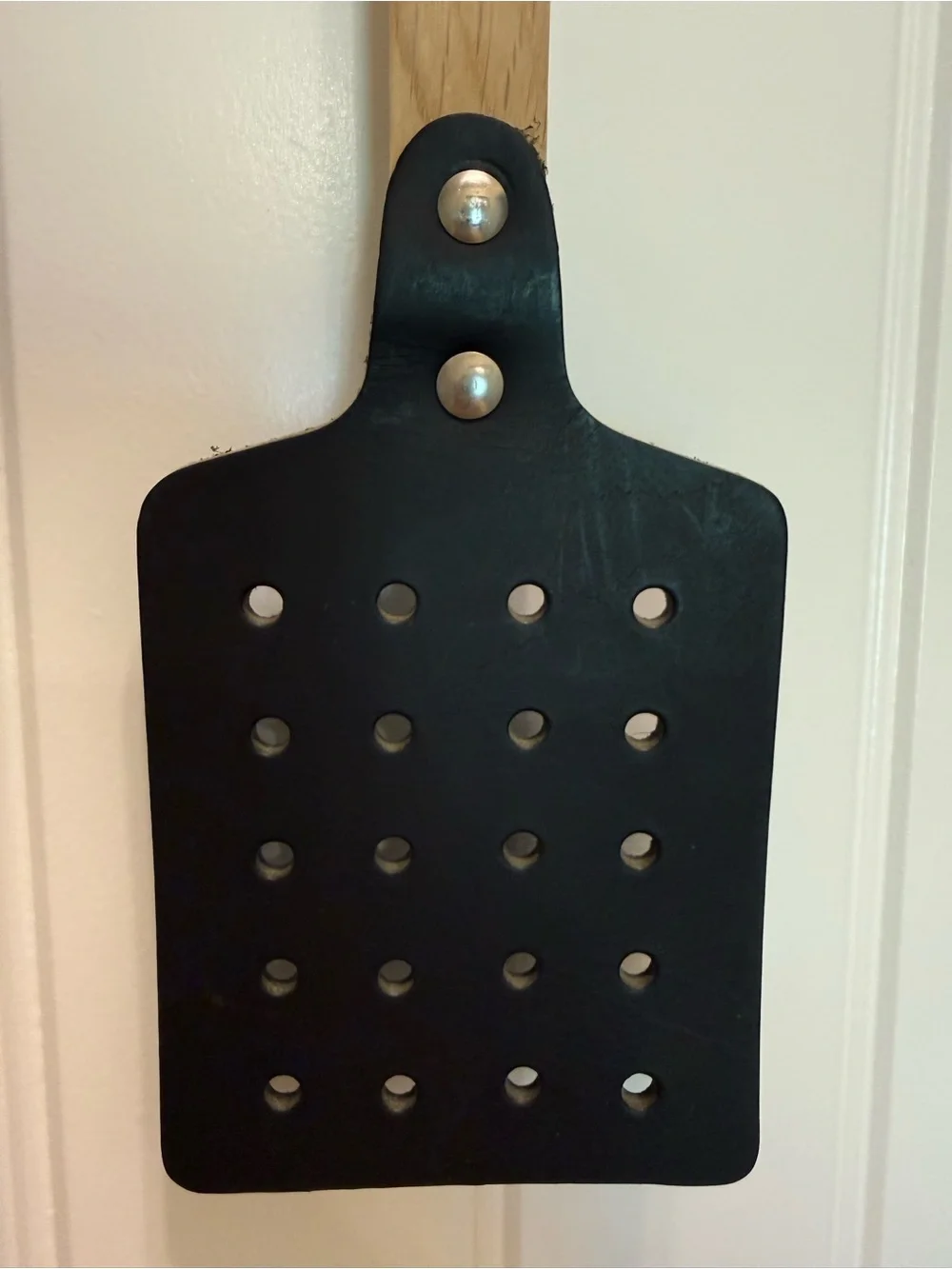 Handcrafted Wood Handle black leather fly swatter